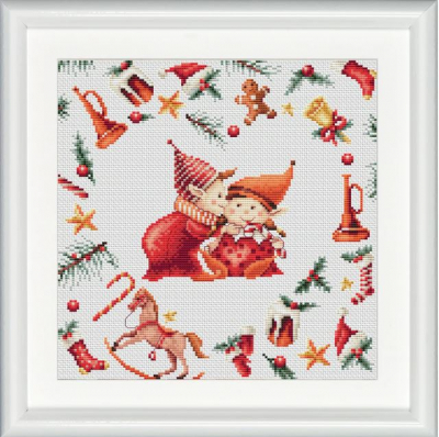 Christmas Elves 3 (Linen) - Cross Stitch Kit