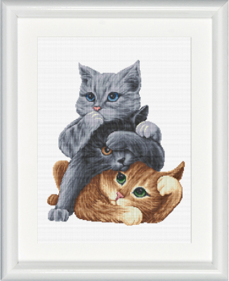 Hear No Evil Cats (Aida) - Cross Stitch Kit