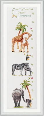 Growth Chart Safari (Aida) - Cross Stitch Kit