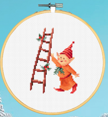 Christmas Elf 1 Ladder (Aida) - Cross Stitch Kit