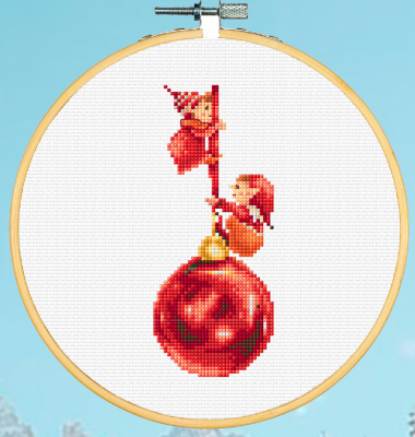 Christmas Elves 2 Ornament (Aida) - Cross Stitch Kit