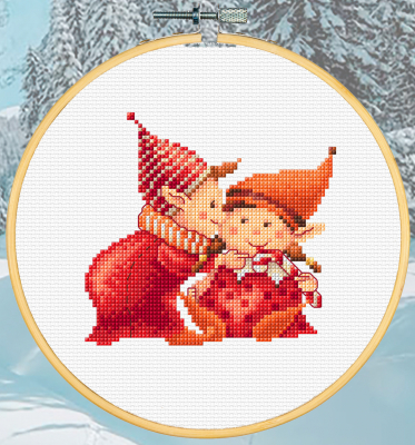 Christmas Elves 3 (Aida) - Cross Stitch Kit