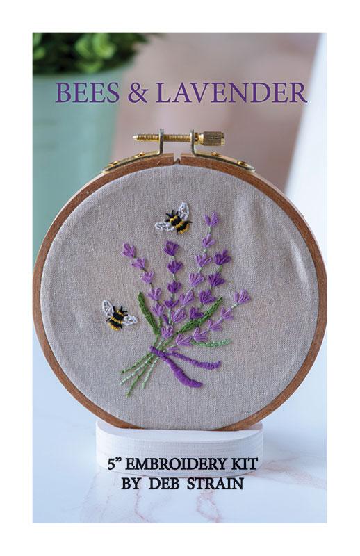 Bees & Lavender - Embroidery Kit, zoomed in. Select this picture to zoom back out.