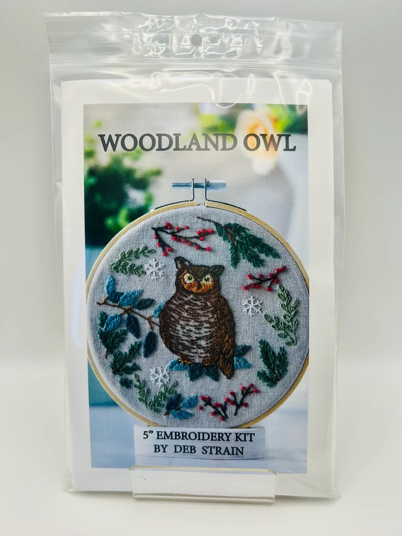 Woodland Owl - Embroidery Kit, different perspective #1, zoomed in. Select this picture to zoom back out.