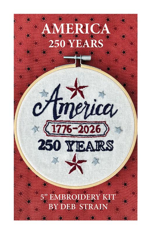 America 250 Years - Patriotic Embroidery Kit, zoomed in. Select this picture to zoom back out.