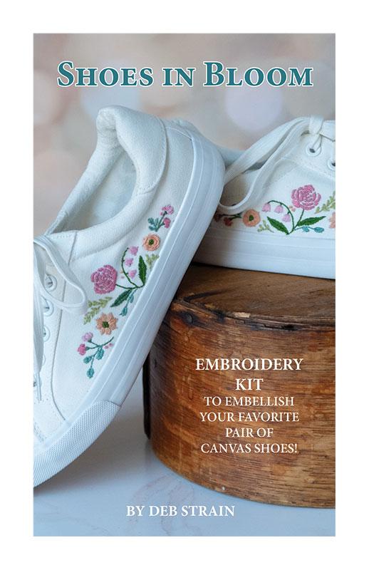 Shoes In Bloom - Embroidery Kit, zoomed in. Select this picture to zoom back out.