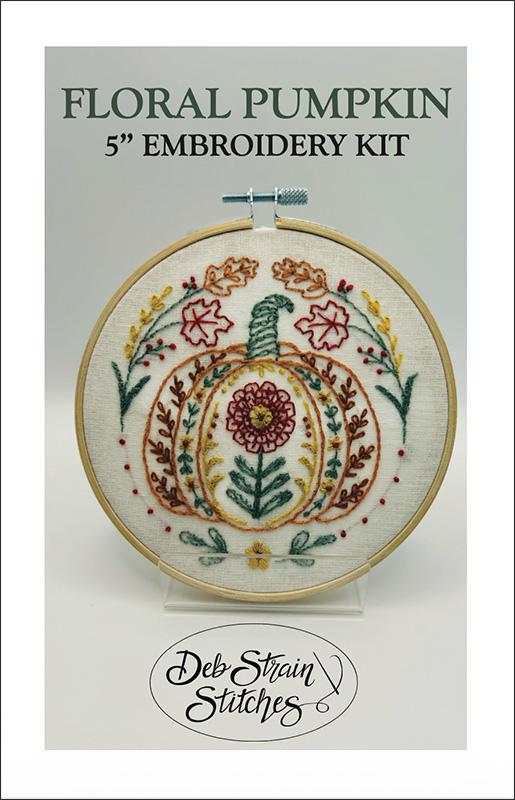 Floral Pumpkin - Embroidery Kit, zoomed in. Select this picture to zoom back out.