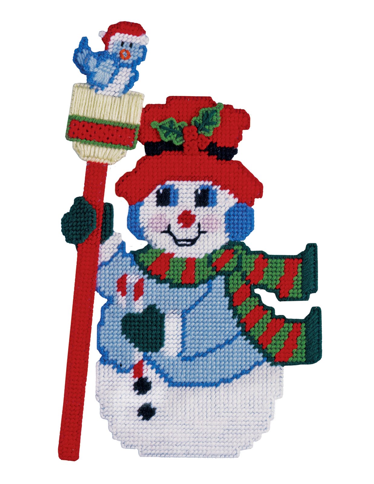 Snowman With Broom - Christmas Plastic Canvas Kit