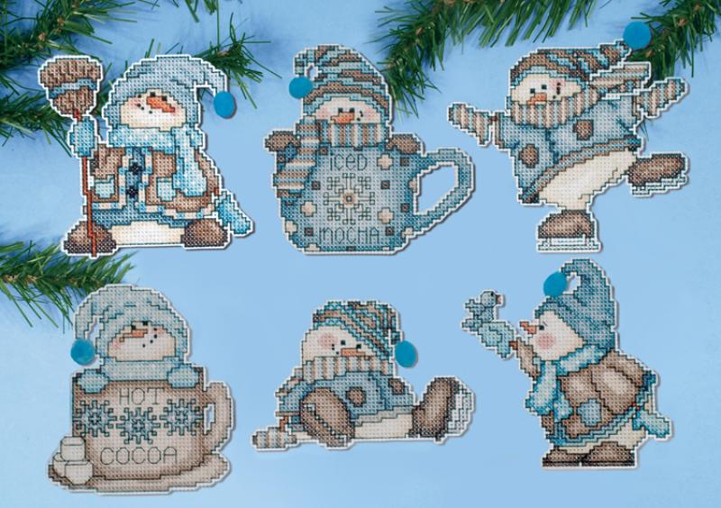 Cocoa Snowmen - Cross Stitch Kit