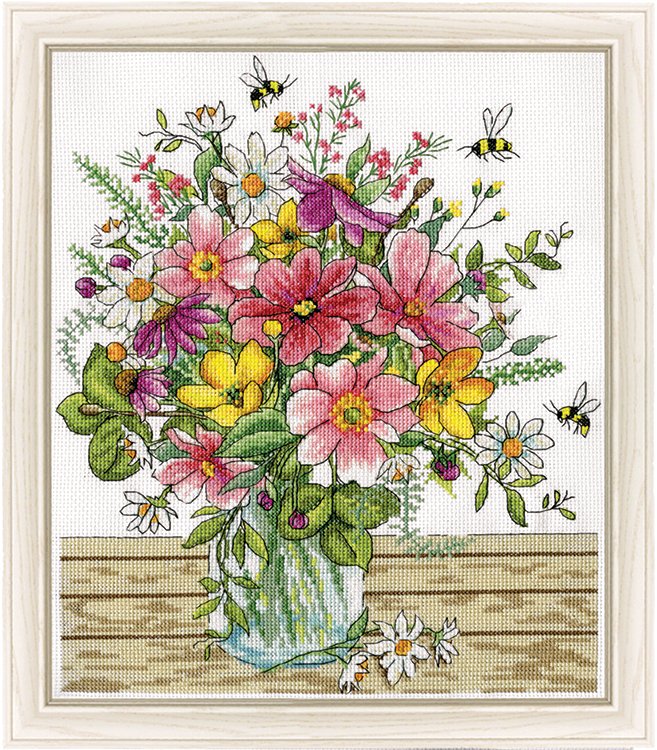 Mason Jar Floral - Cross Stitch Kit