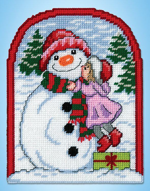 Snowman & Child - Christmas Plastic Canvas Kit