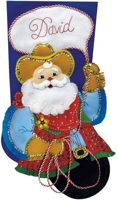 Cowboy Santa Christmas Stocking - Felt Applique Kit