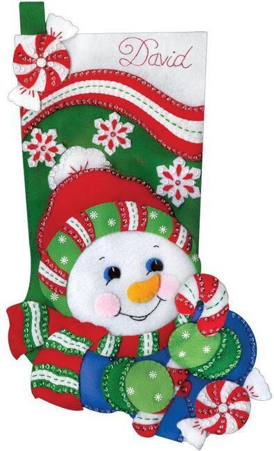 Snowman Christmas Stocking - Felt Applique Kit