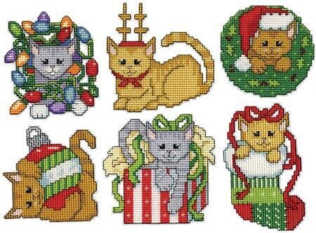 Christmas Kitten Ornaments - Cross Stitch Kit