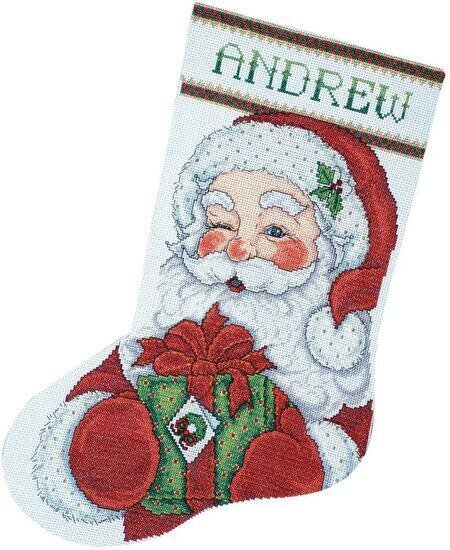 Winking Santa Stocking - Cross Stitch Kit