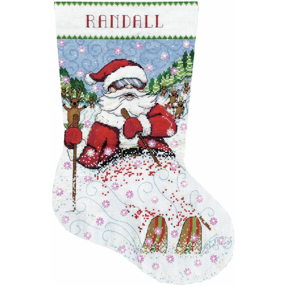 Skiing Santa - Christmas Stocking - Cross Stitch Kit