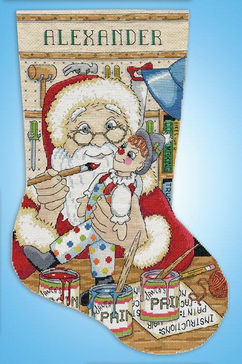 Painting Santa - Christmas Cross Stitch Kit