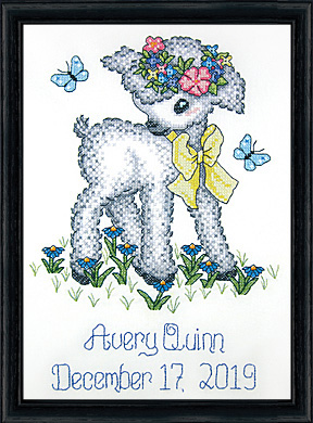 Lamb Sampler - Birth Record - Cross Stitch Kit