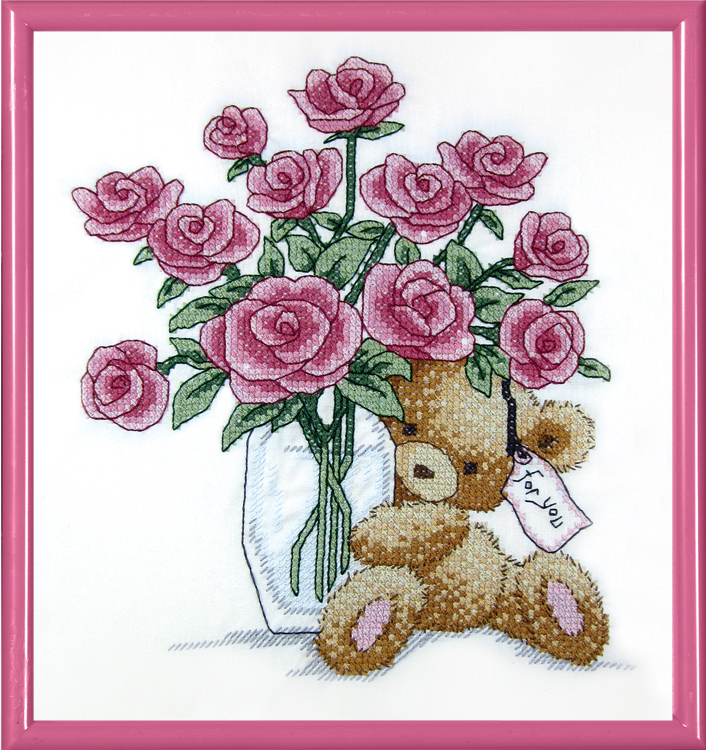 Bear with Roses - Cross Stitch Kit