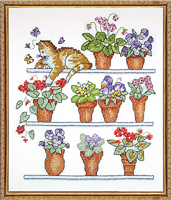 Cat on Shelf - Cross Stitch Kit