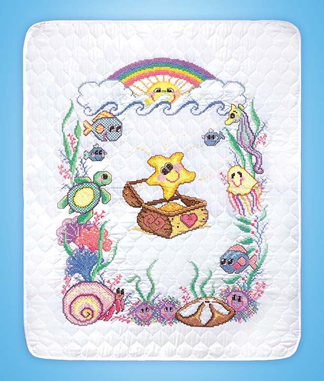 A Star is Born Baby Quilt - Stamped Cross Stitch Quilt Kit