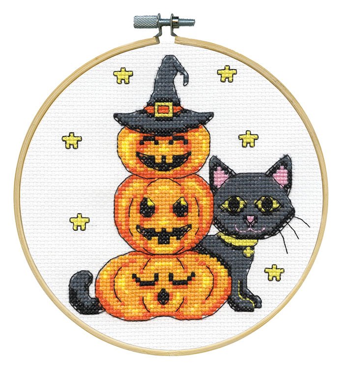 Cat with Pumpkin - Halloween Cross Stitch Kit