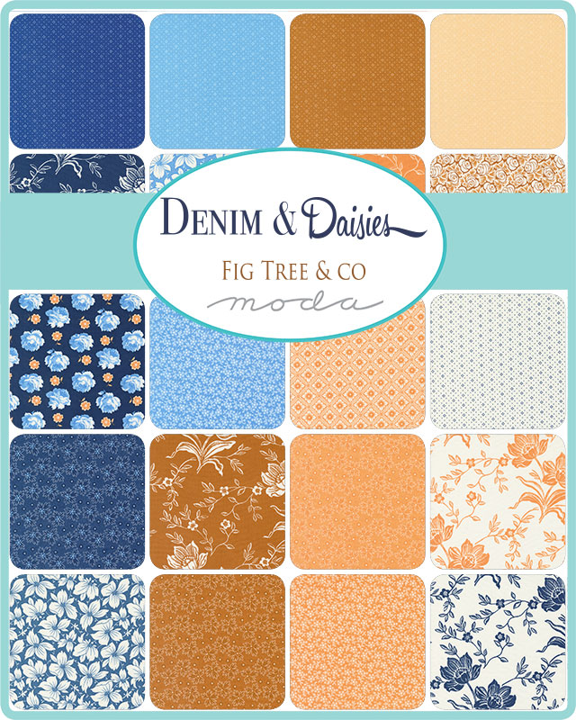 Denim Daisies Eyelet - Daisy Midnight Jean - Quilt Fabric