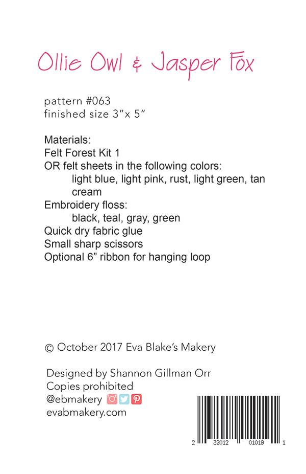 Ollie Owl and Jasper Fox - Quilt Pattern