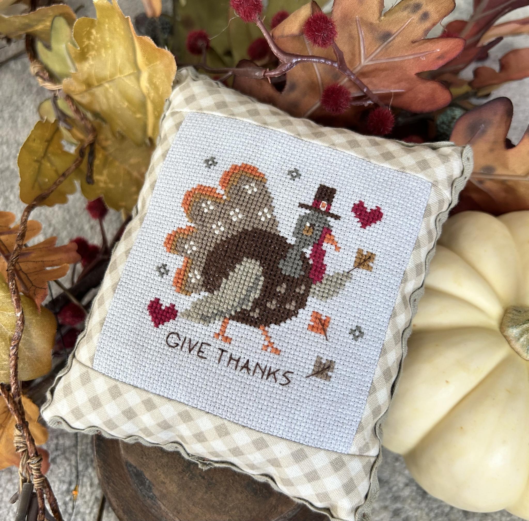 Give Thanks Turkey -Thanksgiving Cross Stitch Pattern