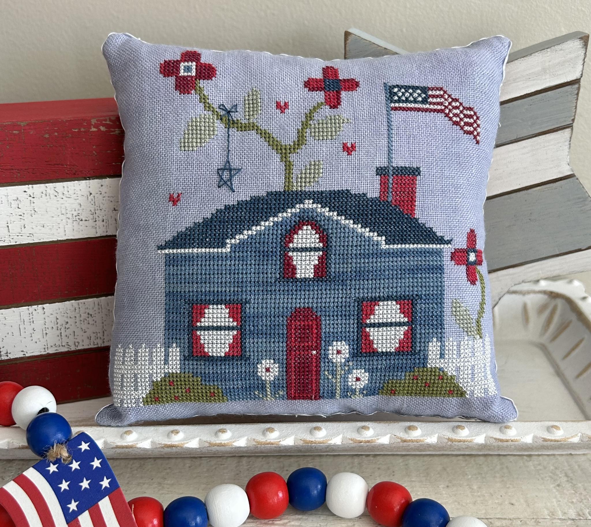 Patriotic House 2 - Cross Stitch Pattern, zoomed in. Select this picture to zoom back out.
