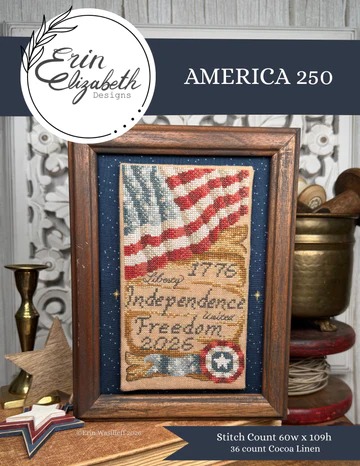 America 250 - Patriotic Cross Stitch Pattern, zoomed in. Select this picture to zoom back out.