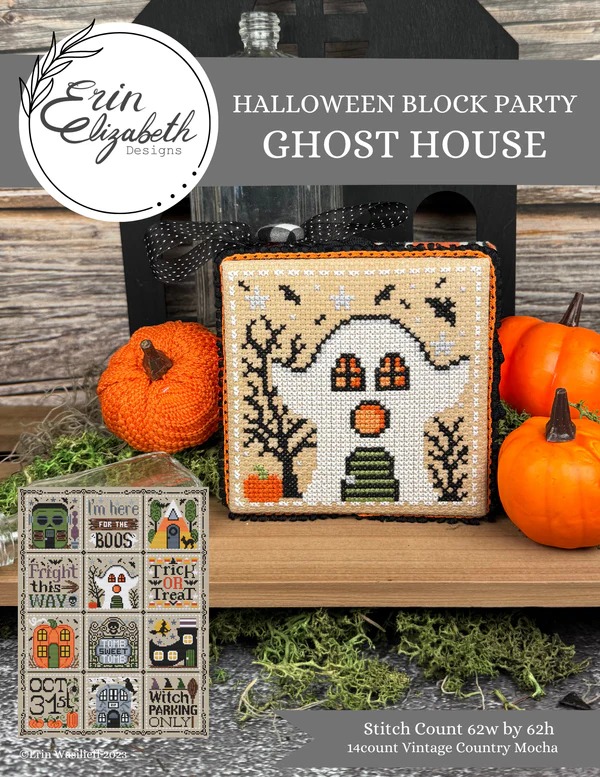 Halloween Block Party - Ghost House - Cross Stitch Pattern