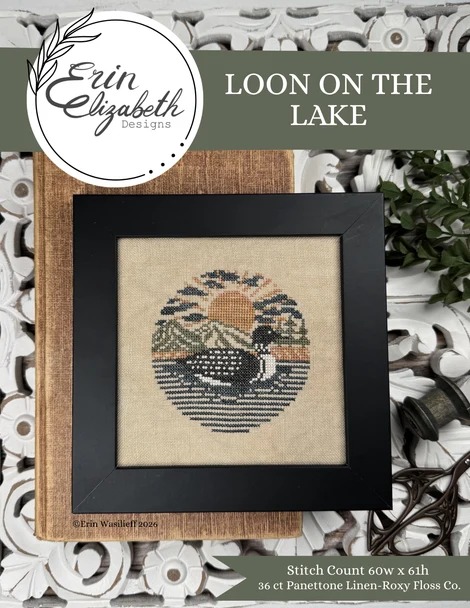 Loon on the Lake - Cross Stitch Pattern, zoomed in. Select this picture to zoom back out.