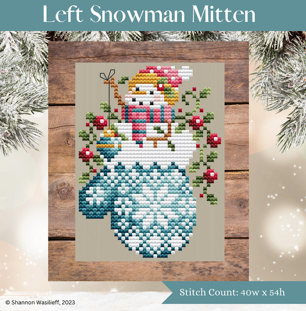 Left Snowman Mitten - Christmas Cross Stitch Pattern