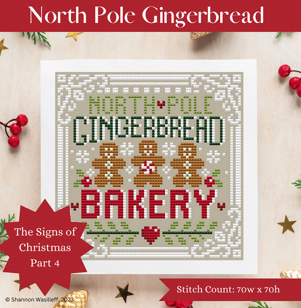 North Pole Gingerbread - Christmas Cross Stitch Pattern