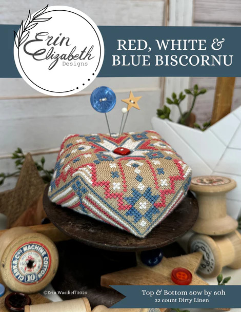 Red, White & Blue Biscornu - Cross Stitch Pattern