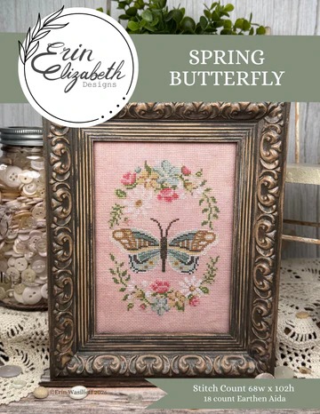 Spring Butterfly - Cross Stitch Pattern, zoomed in. Select this picture to zoom back out.