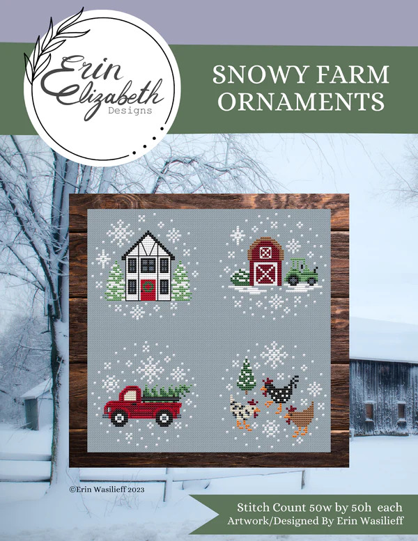 Snowy Farm Ornaments - Christmas Cross Stitch Pattern