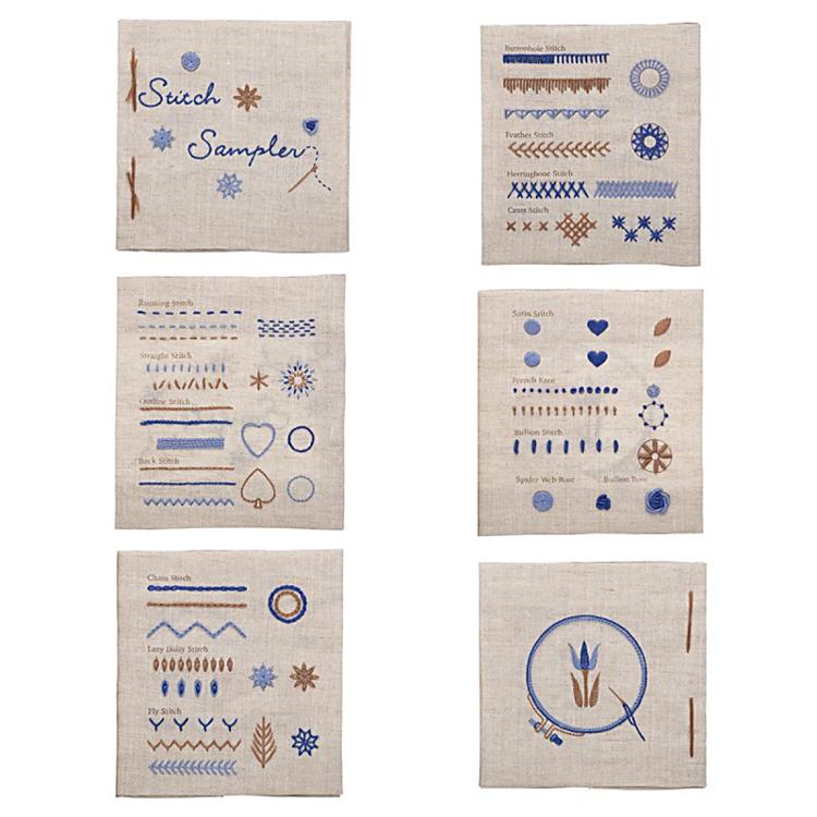 Embroidery Sampler Book Blue