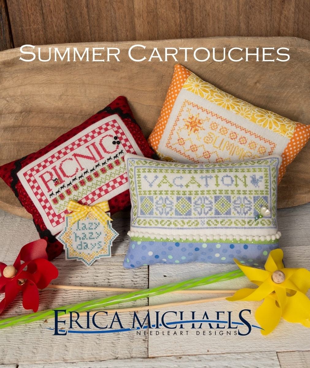 Summer Cartouches - Cross Stitch Pattern, zoomed in. Select this picture to zoom back out.