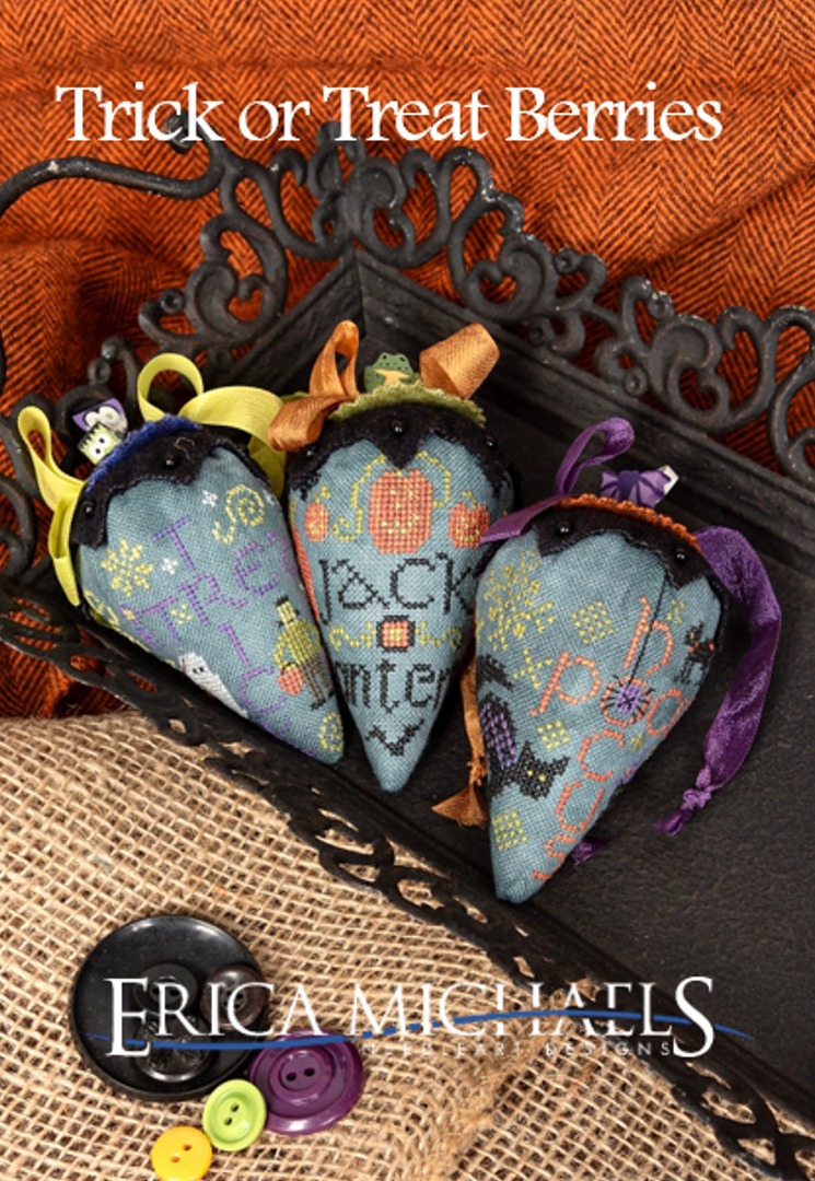 Trick or Treat Berries - Halloween Cross Stitch Pattern, zoomed in. Select this picture to zoom back out.