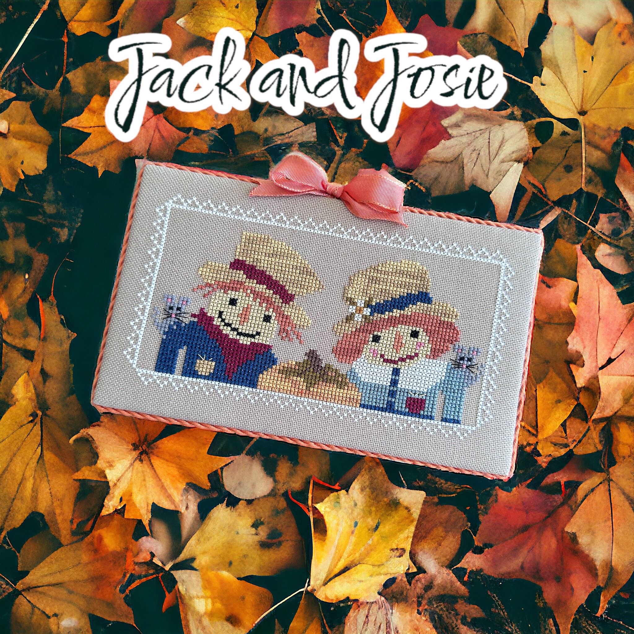 Jack and Josie - Cross Stitch Pattern, zoomed in. Select this picture to zoom back out.