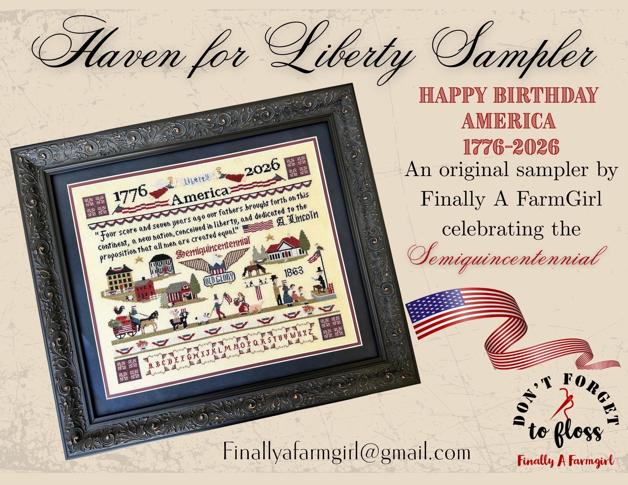 Haven for Liberty Sampler - Patriotic Cross Stitch Pattern