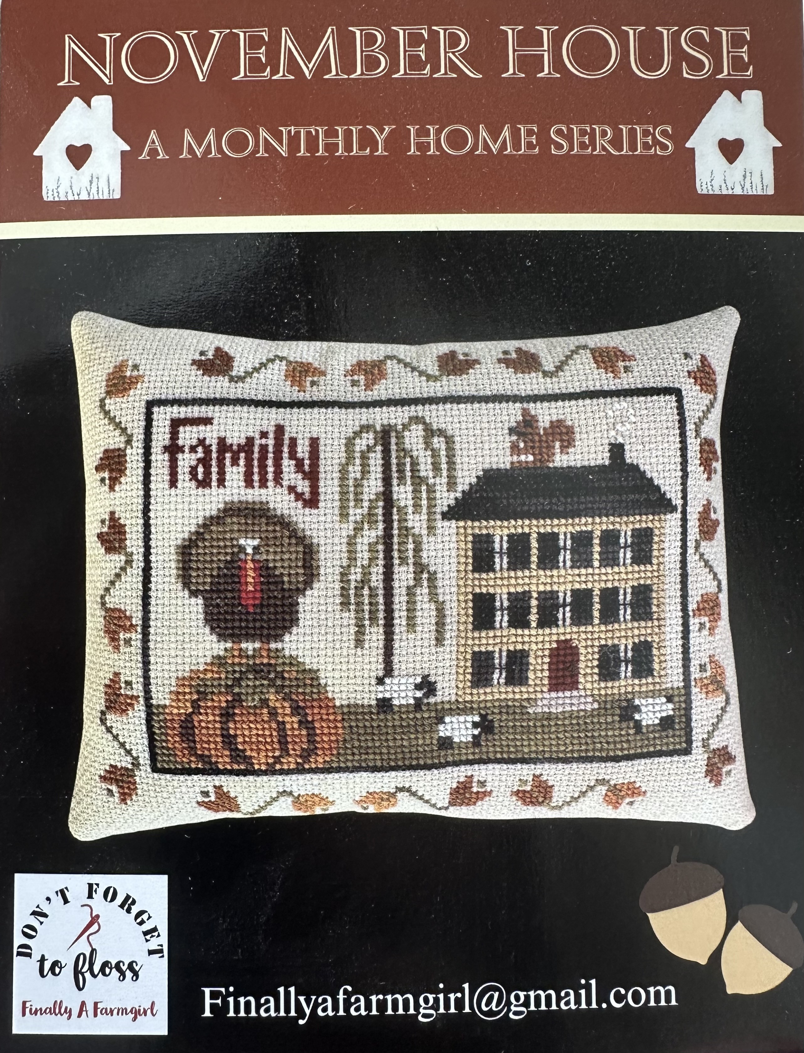 November House - Thanksiving Cross Stitch Pattern, zoomed in. Select this picture to zoom back out.