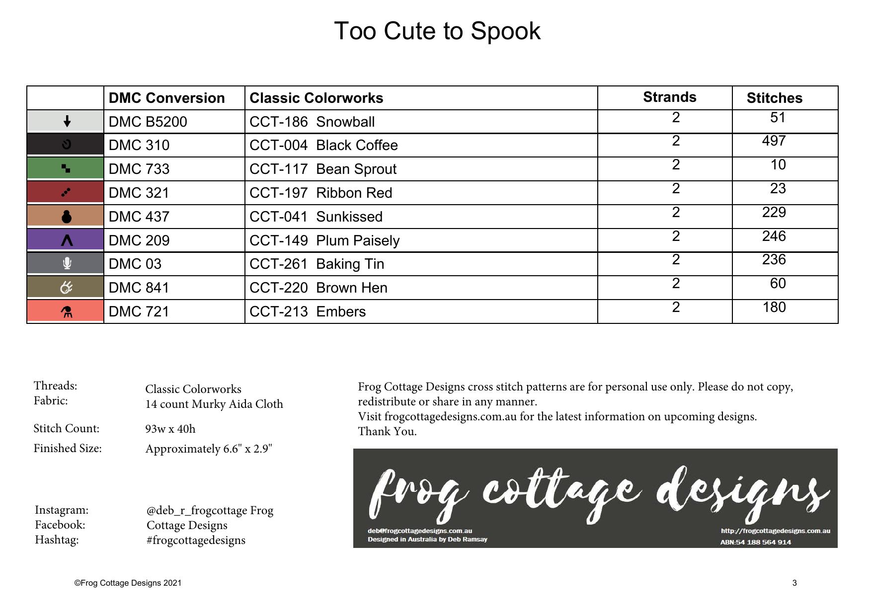 Too Cute to Spook - Cross Stitch Pattern