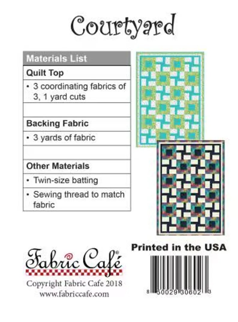 Courtyard - Quilt Pattern, different perspective #1, zoomed in. Select this picture to zoom back out.