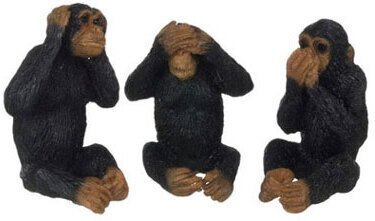 Monkeys - No Evil - Set Of 3 - Dollhouse Miniature