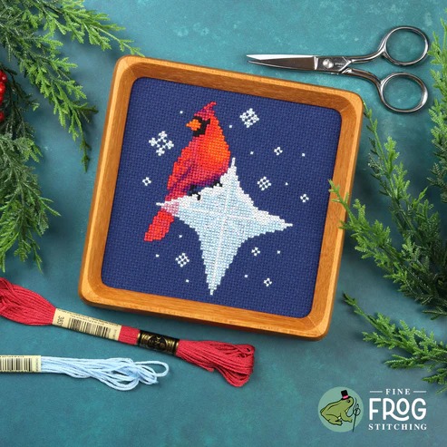 Ice Star Cardinal - Christmas Cross Stitch Pattern