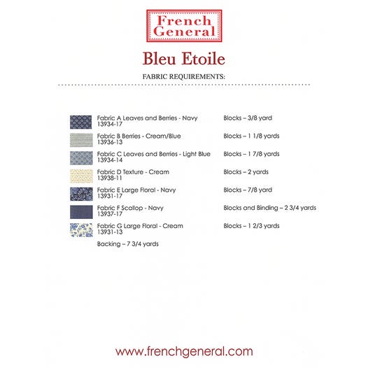 Bleu Etoile - Quilt Pattern