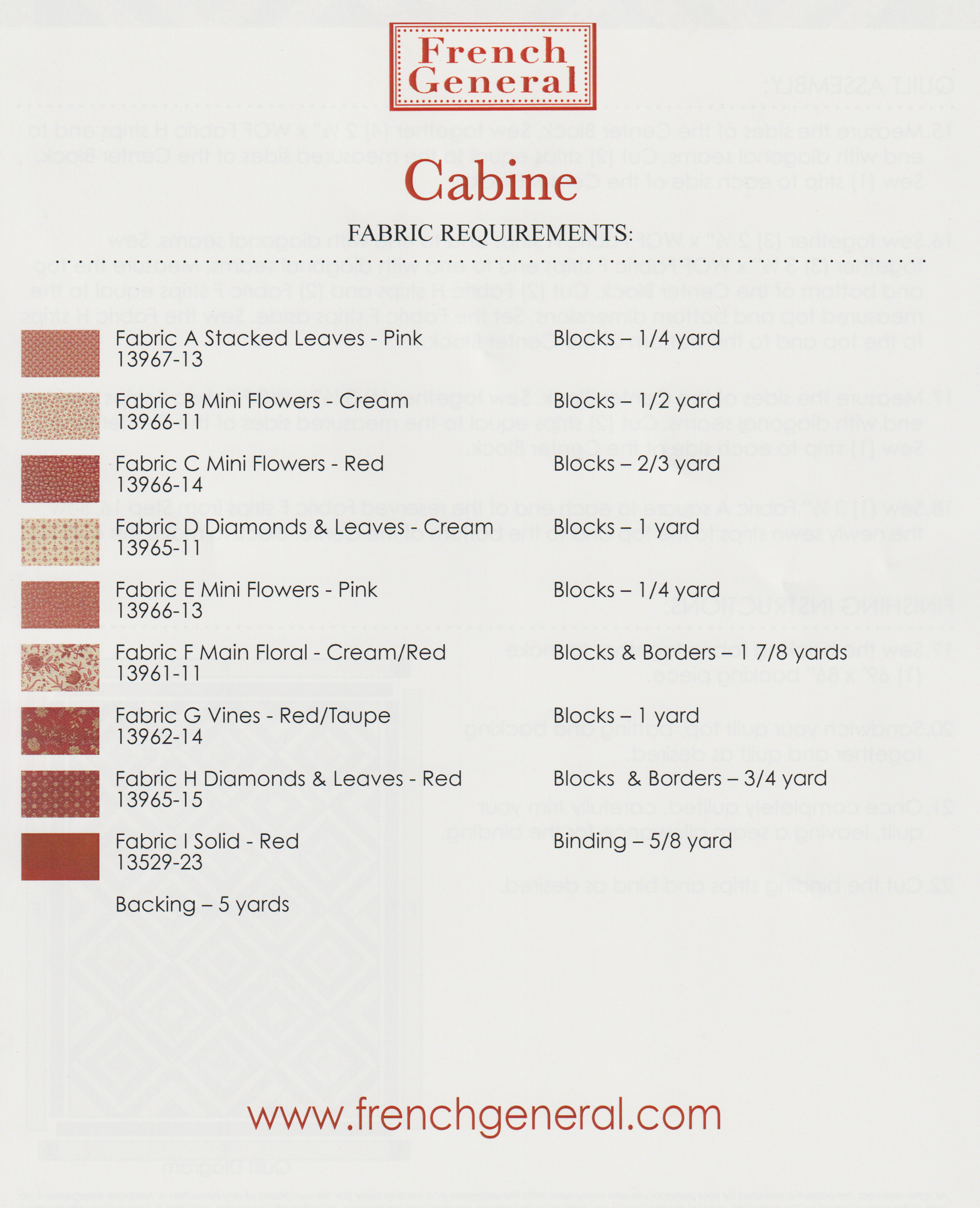 Cabine - Quilt Pattern